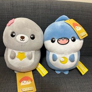 NWT Gatcha Seal and Shark Plushie Set